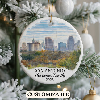 Personalized San Antonio Ornament, Custom Texas Julgransprydnad Keramik