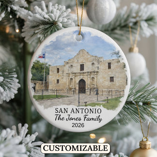 Personalized San Antonio Ornament, Custom Texas Julgransprydnad Keramik