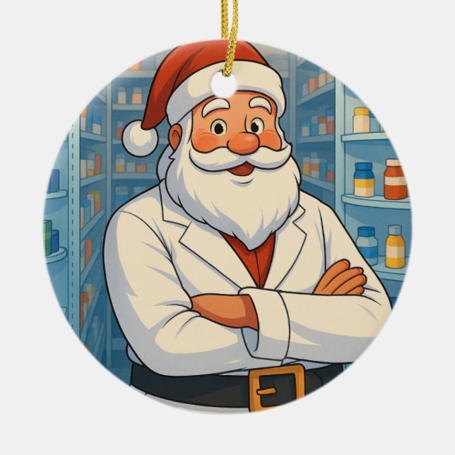 Personalized Santa as a Pharmacist Ornament (Framsidan)