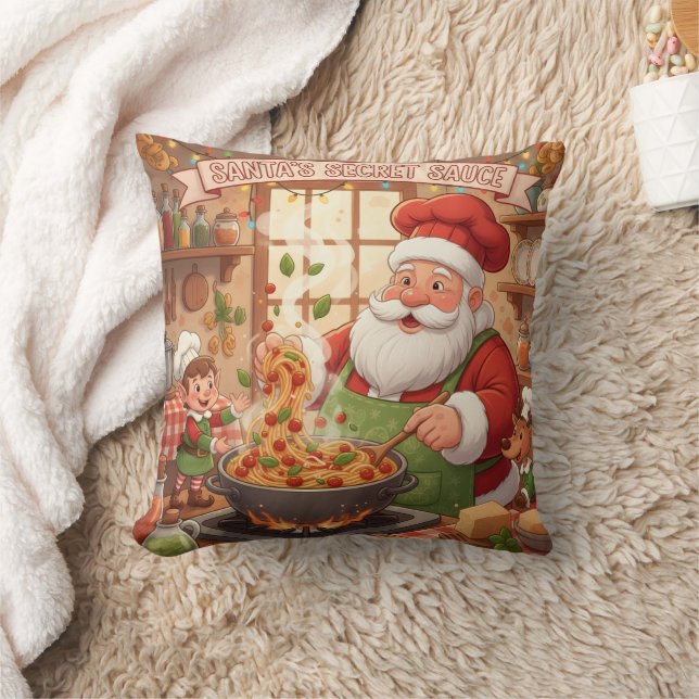 Personalized Santa Chef Pasta Night Kudde (Filt)