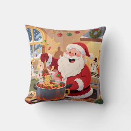 Personalized Santa Chef Pasta Night Throw Pillow Kudde