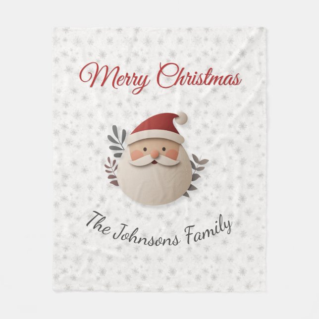 Personalized Santa Christmas – Custom Family Name Fleecefilt (Framsidan)