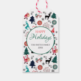 Personalized Santa Claus Reindeer Pine Trees Presentetikett