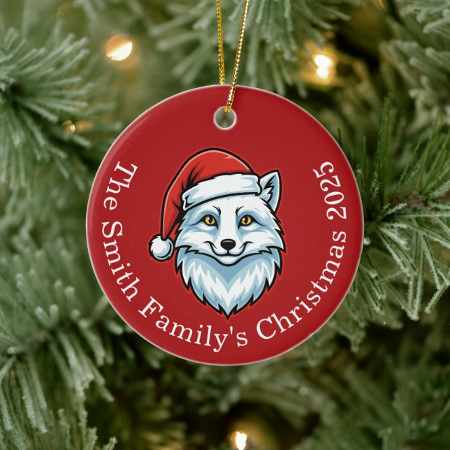 Personalized Santa Fox Ceramic Christmas Ornament  (Träd)