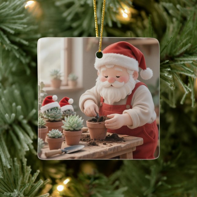 Personalized Santa Gardener Succulent Christmas Julgransprydnad Keramik (Träd)