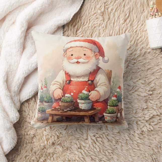 Personalized Santa Gardener Succulent Christmas Kudde (Filt)