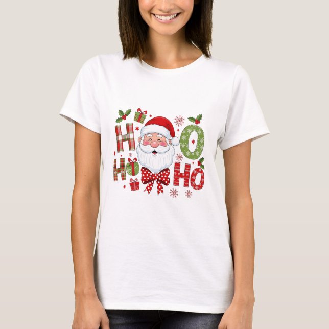 Personalized Santa "Ho Ho Ho" Christmas Tee (Framsida)