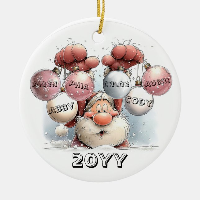 Personalized Santa in Snow Ceramic Ornament  (Framsidan)