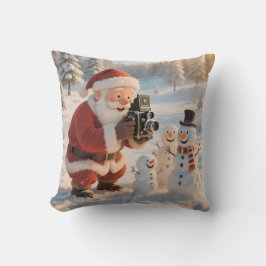 Personalized Santa Photographer & Snowman Selfie Kudde