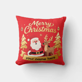Personalized Santa Reindeer Christmas Pillow Kudde
