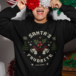 Personalized “Santa’s Favorite” Faux Knit T Shirt