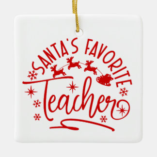 Personalized Santa's Favorite Teacher Christmas Julgransprydnad Keramik