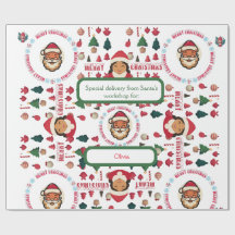Personalized Santa's Workshop Christmas Gift Wrap