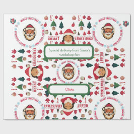 Personalized Santa's Workshop Christmas Gift Wrap Presentpapper