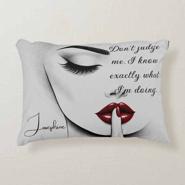 Personalized Sassy Quote Red Lips Beauty Glam Chic Prydnadskudde (Framsidan)