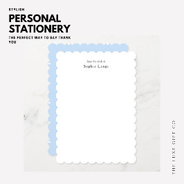 Personalized Scallop Edge Note Cards Polka Dots Anteckningskort