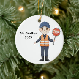 Personalized School Crossing Guard Julgransprydnad Keramik