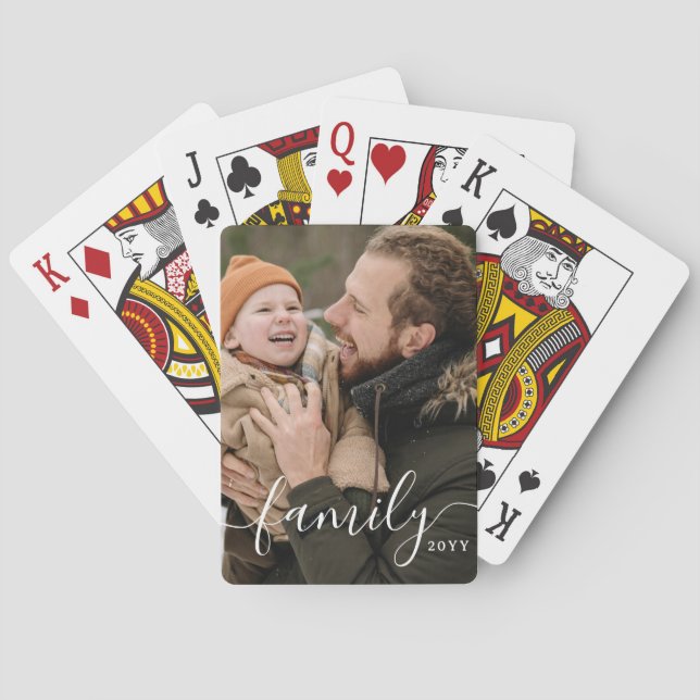Personalized Script Family Photo Casinokort (Baksidan)