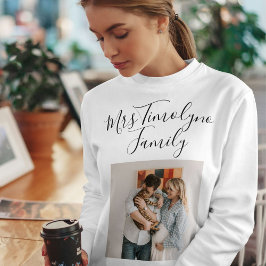 Personalized Script Name Cat Mom Pet Family Photo T Shirt