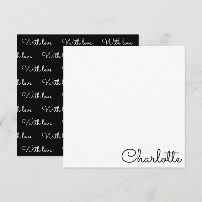 Personalized Script Name  Note Card Anteckningskort (Fram/baksida)
