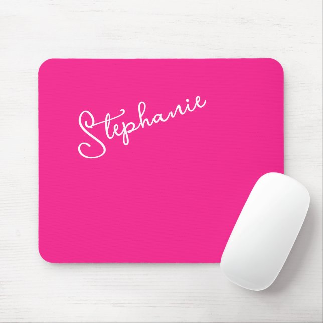 Personalized Script Name Stylish Bright Hot Pink  Musmatta (Med mus)