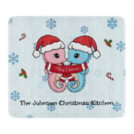 Personalized Seahorse Christmas Cutting Board