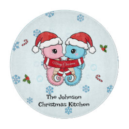 Personalized Seahorse Christmas Cutting Board