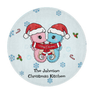 Personalized Seahorse Christmas Cutting Board