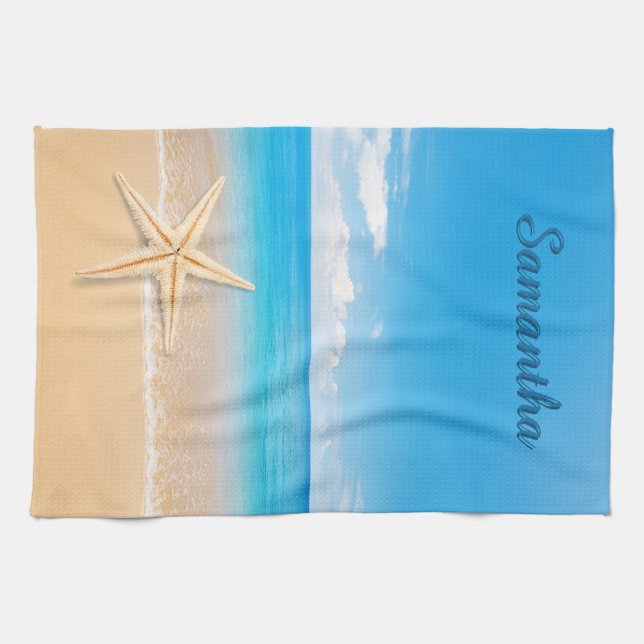 Personalized Seaside Kitchen Towel Kökshandduk (Horisontell)