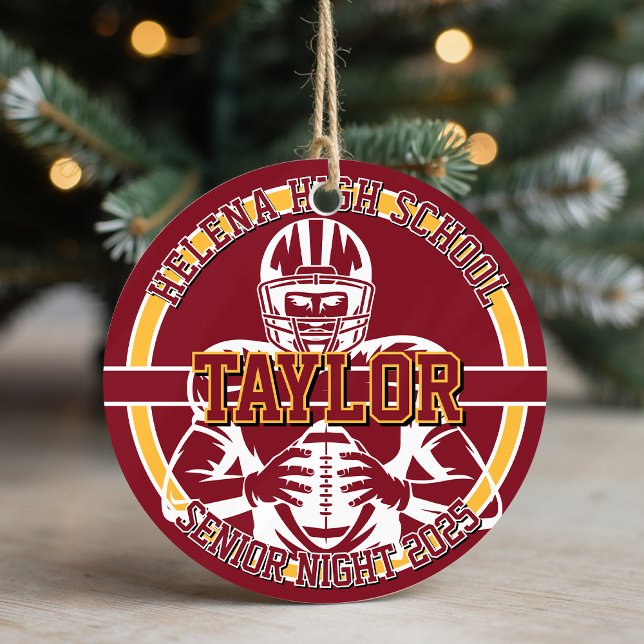 Personalized Senior Night Football High School Julgransprydnad Keramik (Skapare uppladdad)