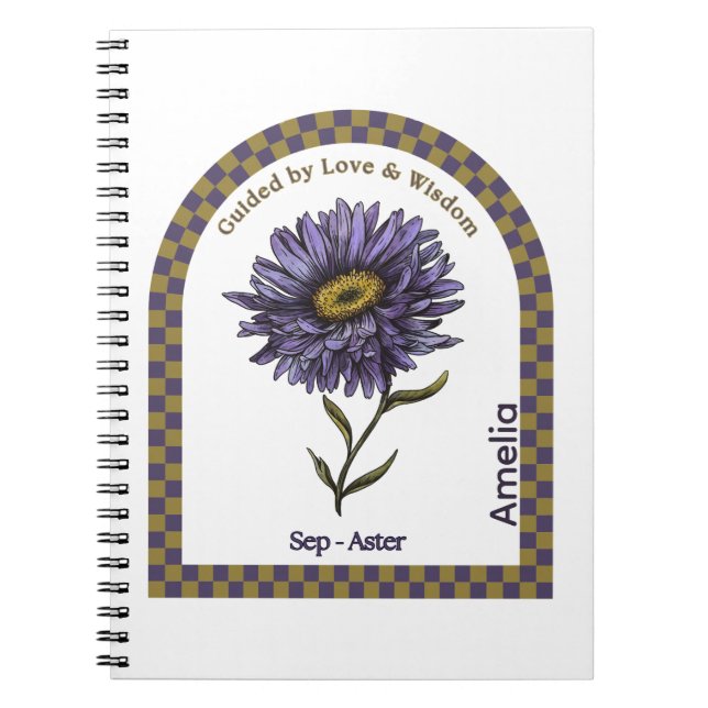 Personalized September Birth Month Flower Notebook Anteckningsbok (Framsidan)