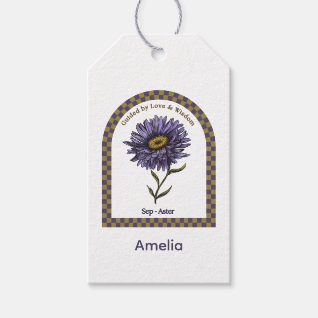 Personalized September Birth Month Flower Presentetikett (Framsidan)