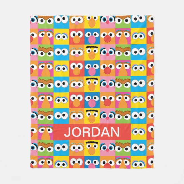 Personalized Sesame Street Character Eyes Pattern Fleecefilt (Framsidan)