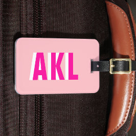 Personalized Shadow Monogram Block Letters Pink Bagagebricka
