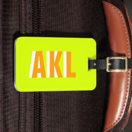 Personalized Shadow Monogram Bright Green Orange Bagagebricka