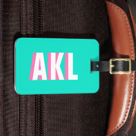 Personalized Shadow Monogram Pink Aqua Green Bagagebricka