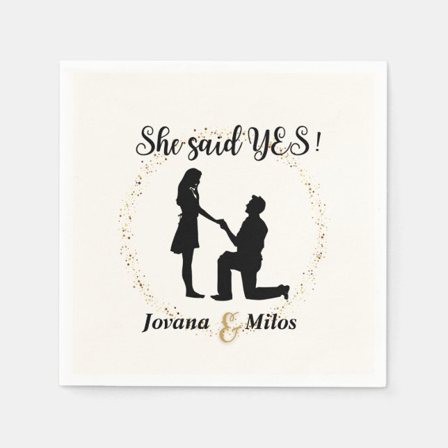 Personalized She said Yes Engagement Plate  Pappersservett (Framsidan)