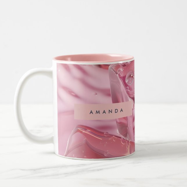 Personalized Shimmer Glossy Pink Ice Två-Tonad Mugg (Vänster)