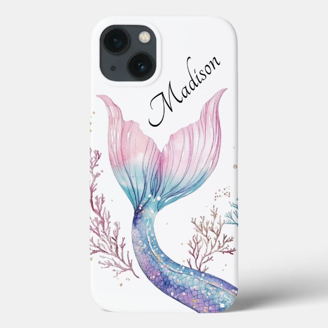 Personalized Shimmering Mermaid Tail Phone Case (Baksida)