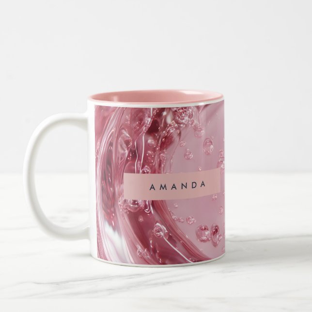 Personalized Shiny Blush Marble Effect Två-Tonad Mugg (Vänster)