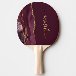 Personalized Signature Burgundy Gold Agate Pingisracket