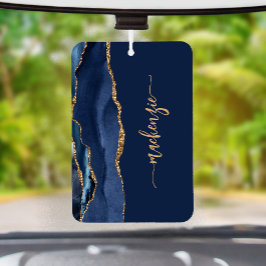 Personalized Signature Navy Blue Gold Agate