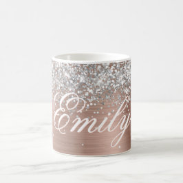 Personalized Silver Glitter Rose Gold Foil Kaffemugg