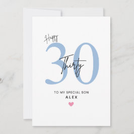 Personalized Simple 30th Birthday Card Son Kort