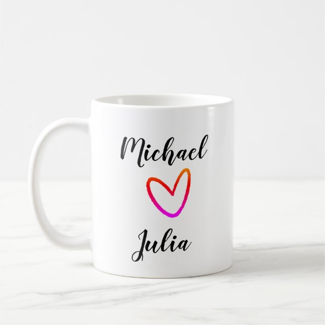 personalized simple minimal add your name red hear kaffemugg (Vänster)