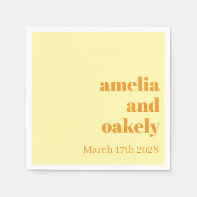 Personalized Simple Modern Minimal Mono Wedding  Pappersservett (Framsidan)