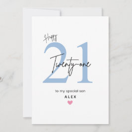 Personalized Simple Son 21st Birthday Card Kort