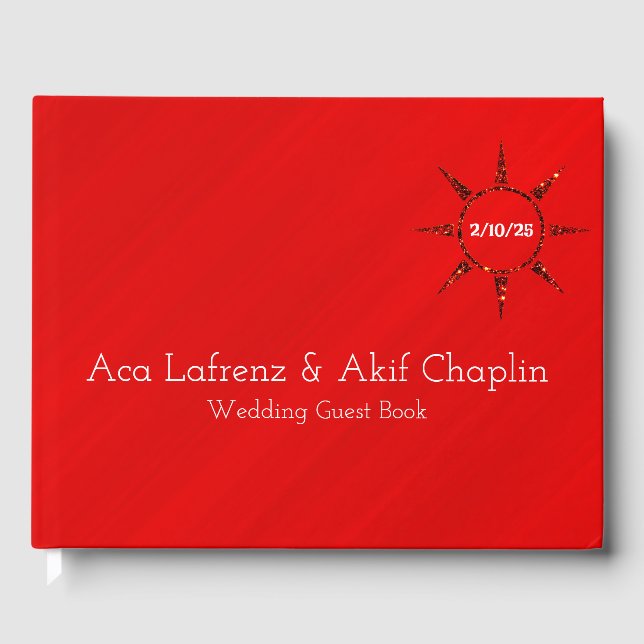Personalized Simply Elegant Red Glamour Gästböcker (Framsida)