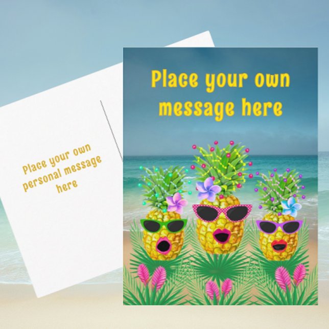 Personalized Singing Lady Pineapples  Helg Vykort (Thrifty postcard you can personalize!)