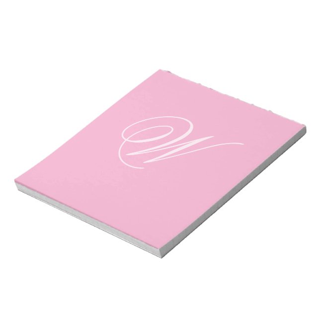 Personalized Single Custom Monogram Light Pink Anteckningsblock (Roterad)